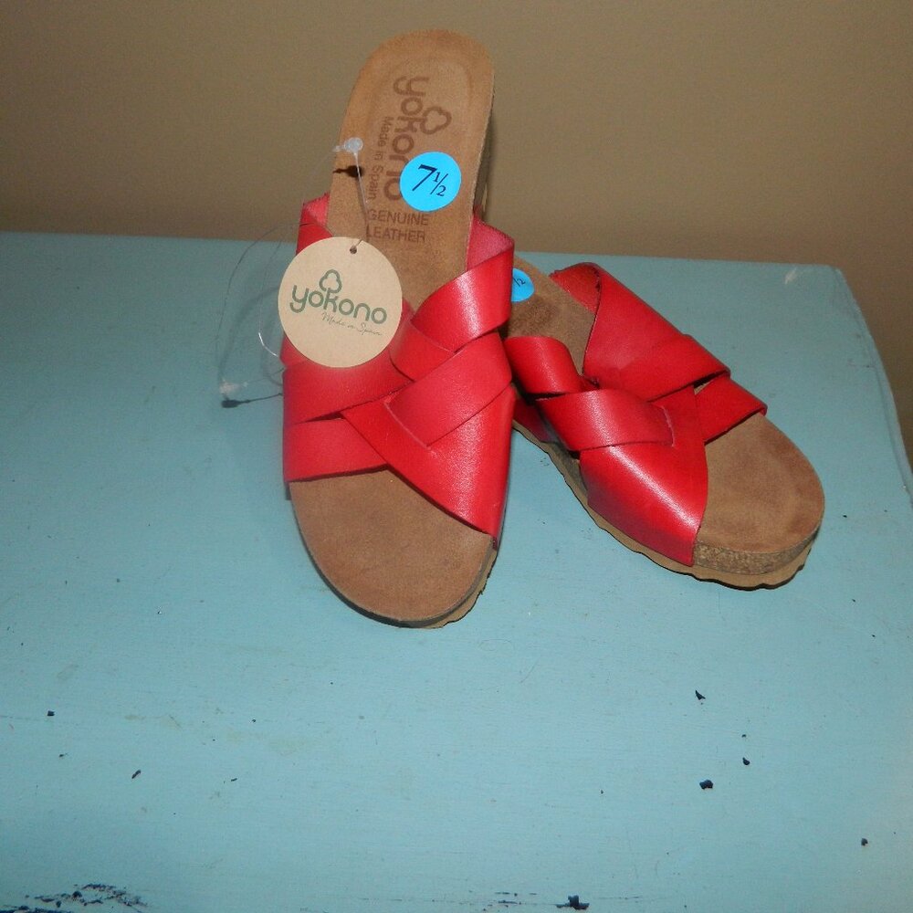 Yokono Slip On Wedge Sandals Spain Size 7.5 NEW